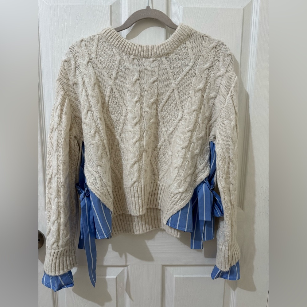 By Anthropologie Cable Twofer Tie Sweater